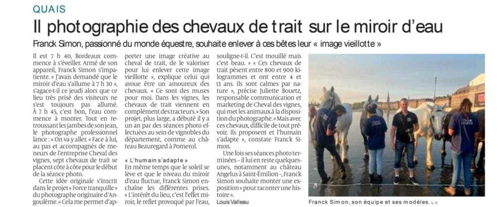 Presse è Sud Ouest - Série photo - Trait de Vigne - Miroir d'eau de Bordeaux - Grain de Pixel - photographe professionnel à Angoulême - Franck Simon